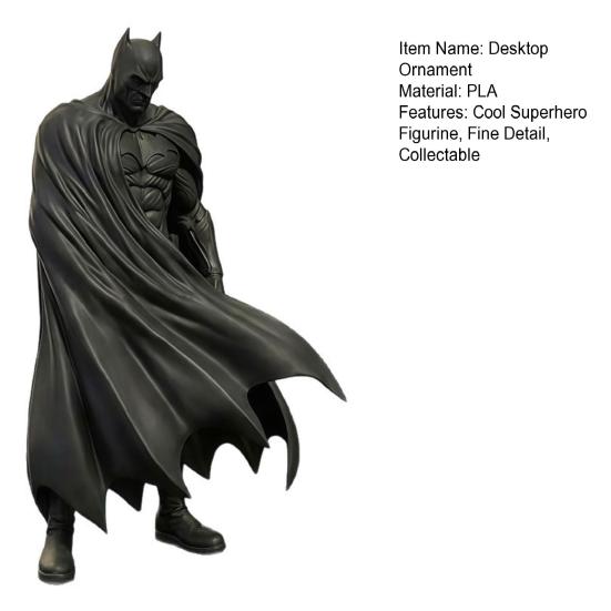 yangyizhi Bat Superhero Figurine, 3D Printed Black Hero Statue, Collectable Sculpture, Home Office Desktop Ornament Gift for Movie Fans