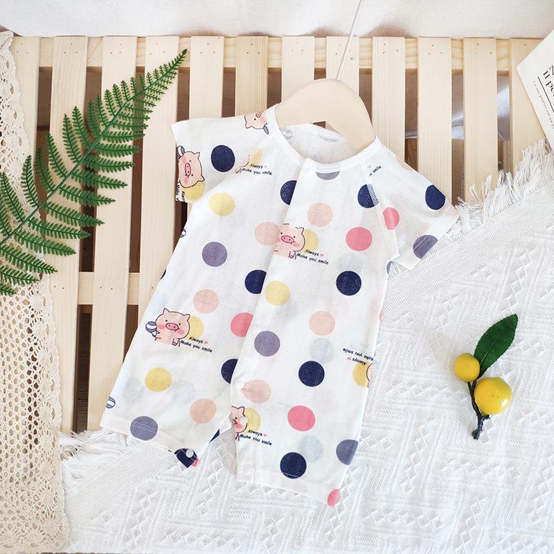 Summer Baby Bamboo Bodysuit: Lightweight, Breathable Short Sleeve Coverall for 3-24 Months