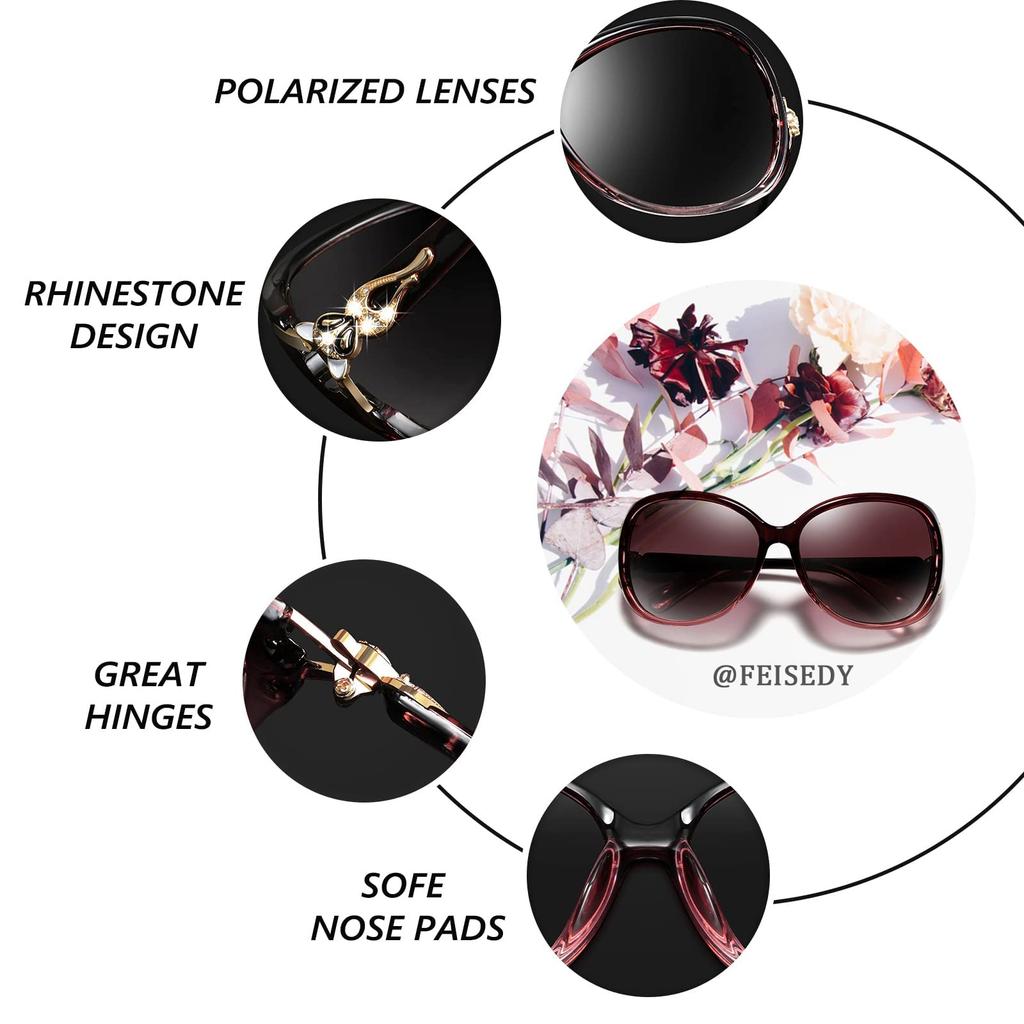 Polarized UV Oval No Hurt For Mountain B2730 [FEISEDY] Women's Sunglasses, Lenses, UV400, Protection, Shape, Lightweight, Nose, Driving, Sports,