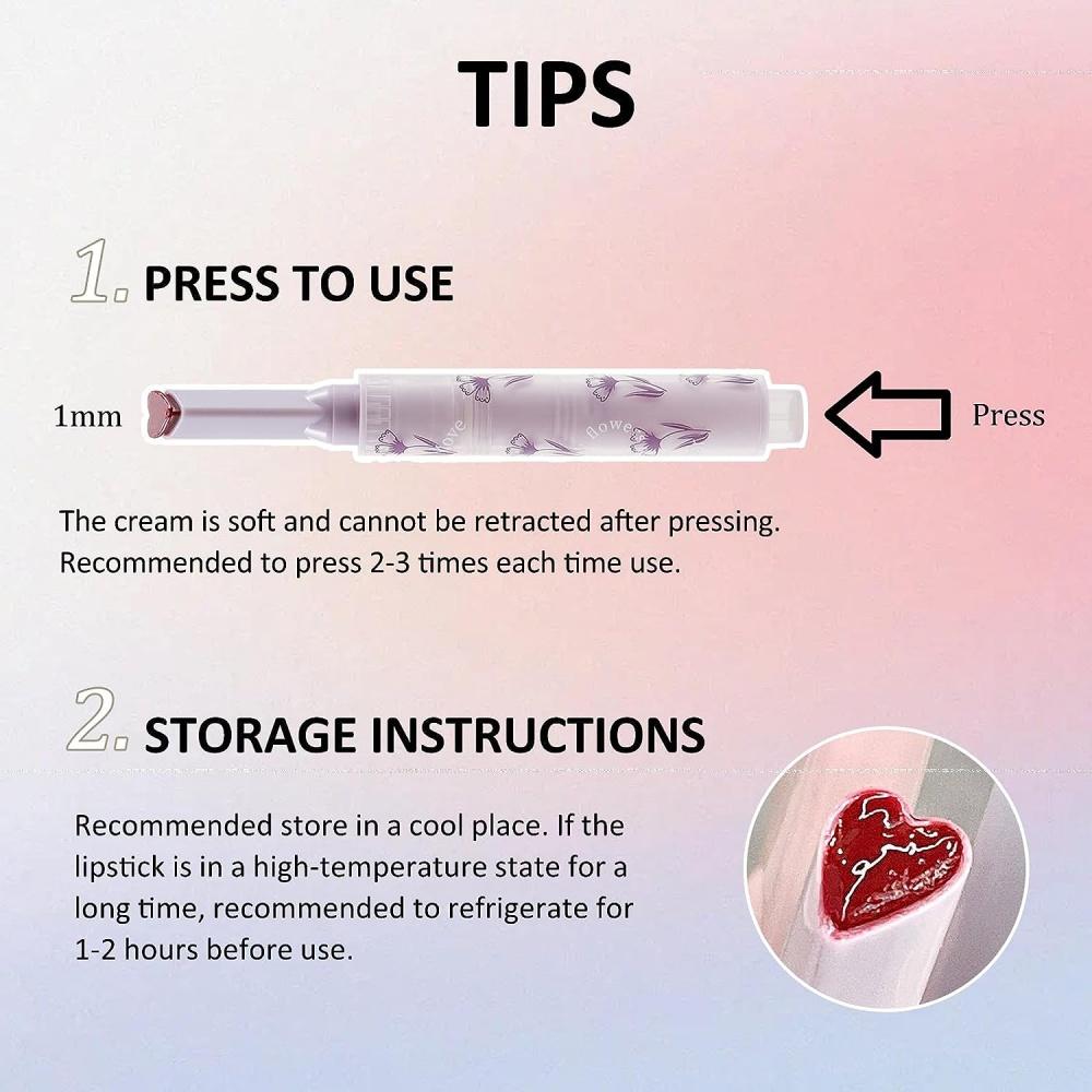 Jelly Lipstick, Tinted Glasting Melting Balm, Heart Shape Lip Gloss Lip Stain, Long Lasting Moisturising, High Pigmented