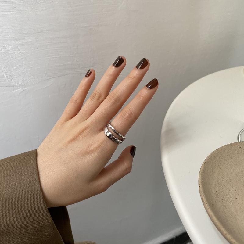 Retro Niche Irregular Glossy Ring INS Double-layer Design Personality Senior Sense 100% Match Trendy Party Ring
