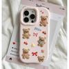 Cute 3D Bear Bowknot Silicone Phone Case for IPhone 13 14 15 16 Pro Max Kawaii 15Plus 14plus 14pro 15pro Cartoon Back Cover Case