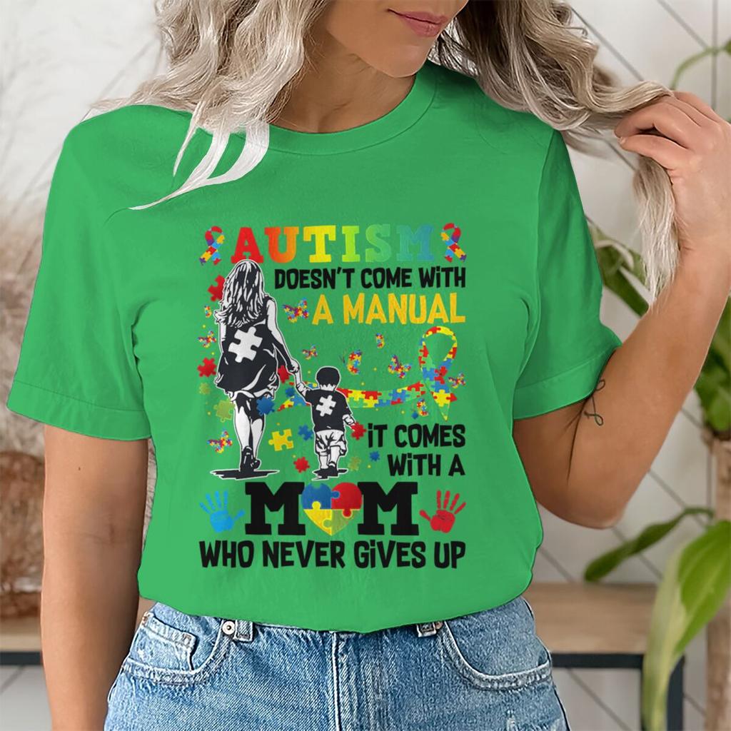 Autism Mom Shirt Autism Doesnt Come with A Unisexual Autism Awareness Puzzle Ribbon Tshirts Womens Streetwear Mama Gifts