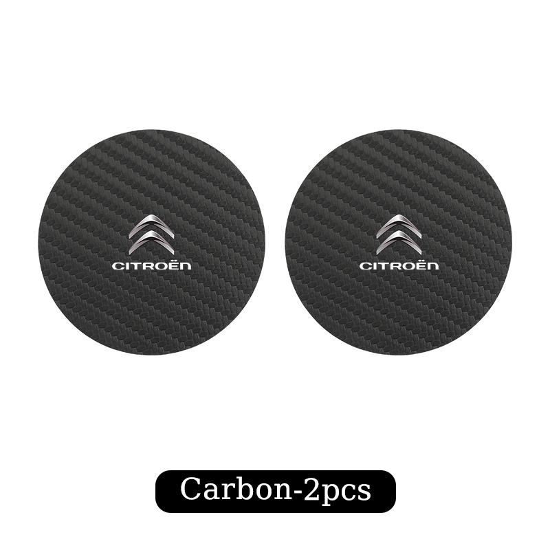 

2PCS Car Coasters Carbon Fiber Cup Holder Mat Pads For Citroen C3 C5 C1 C2 Berlingo Celysee Xsara Cactus Picasso Car Accessories