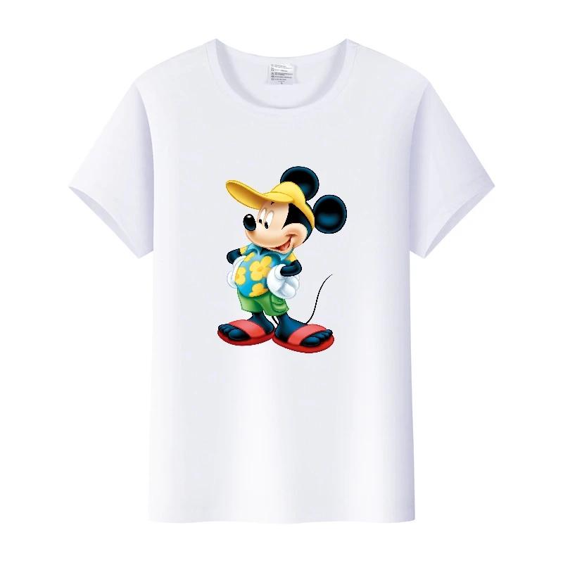 Casual Disney Cartoon Minnie Summer Blouses Men T-shirt White 2000s Tees Women Tshirt Ladies Mickey Mouse Tops Oversized Clothes