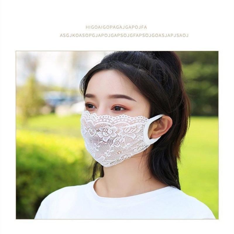 Lace Anti-Uv Sunscreen Mask Breathable Ear Cord Face Cover Scarf Hanging Ear Dust-Proof Scarves Mask Summer Dust-Proof Veil