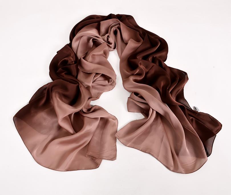 [BYSIFA] Women Blue Gradient Silk Scarf Cape Fashion Accessories Satin Long Scarves Wraps Spring Autumn Winter Muslim Head Scarf