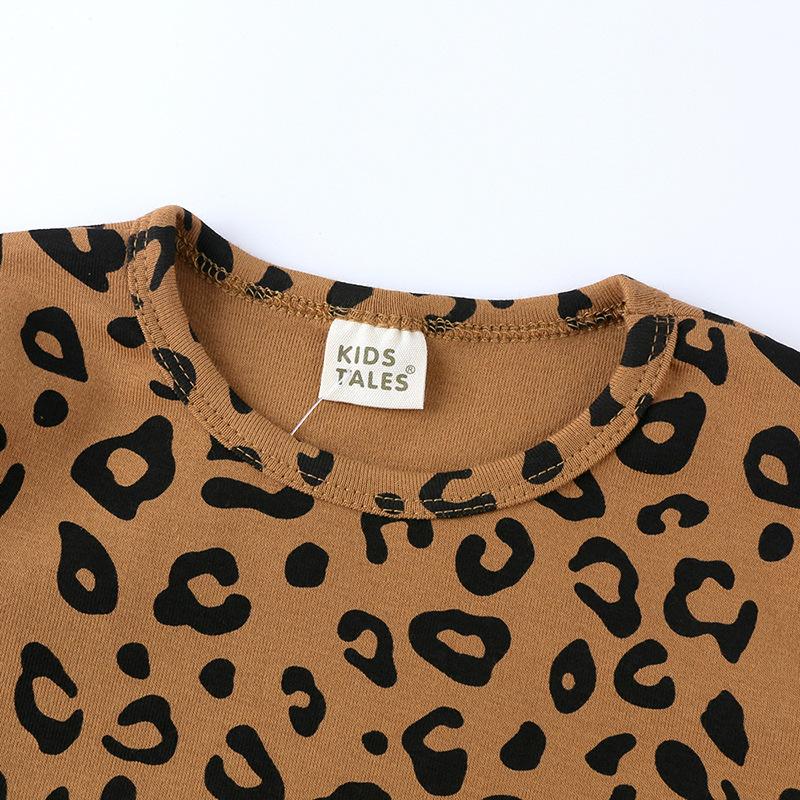 Conjunto de pijamas para bebés de otoño e invierno, ropa de dormir con estampado de leopardo para niños, ropa interior de algodón para el hogar para niñas