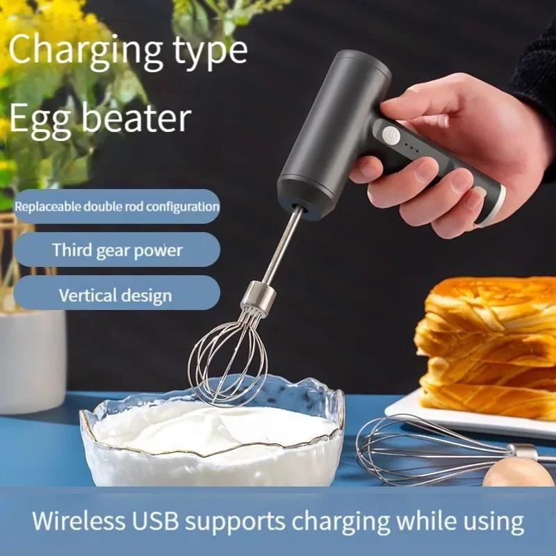 Manual mixer, electric wireless egg beater, semi-automatic household USB charging multi-functional milk foam maker