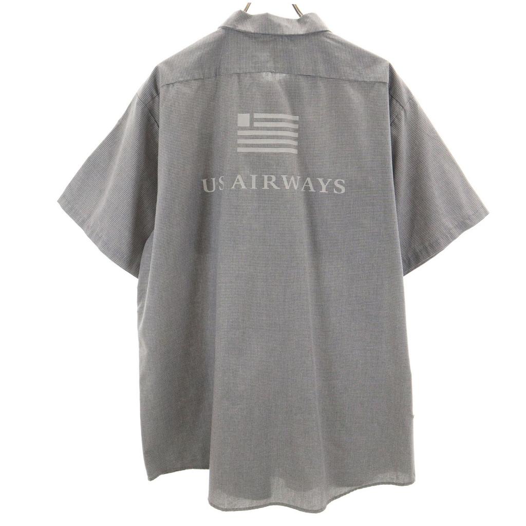 ARAMARK check Short sleeve shirt XL Gray Men's Used