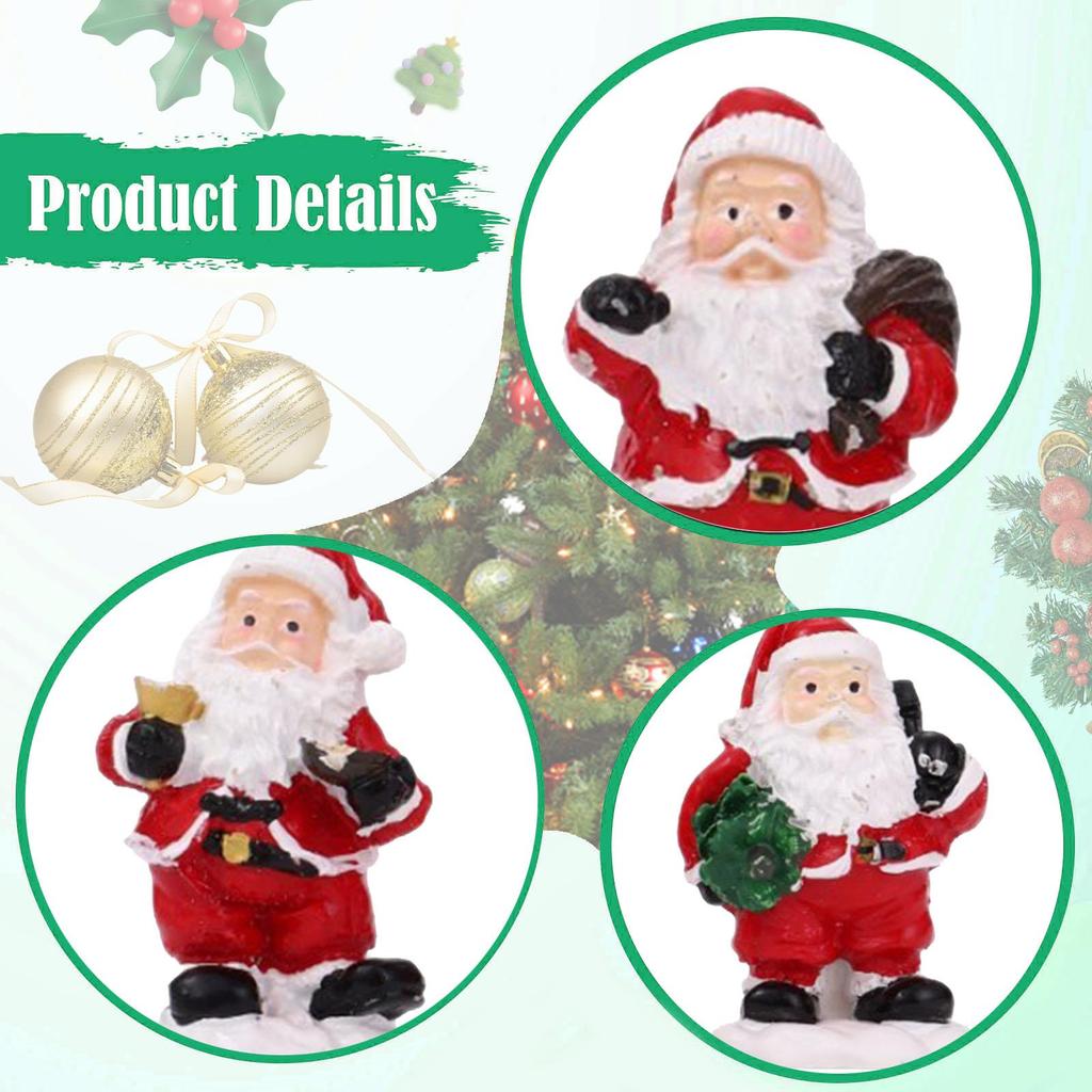 3 Pieces Christmas Miniature Figurine with Gift Bag Xmas Sculpture Christmas Decoration for Indoor Outdoor Bedroom Farmhouse