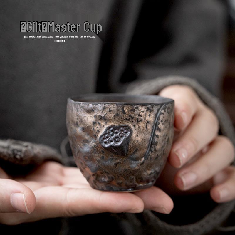 Jianying Gilded Ceramic Master Teacup - Large Kung Fu Tasting Cup