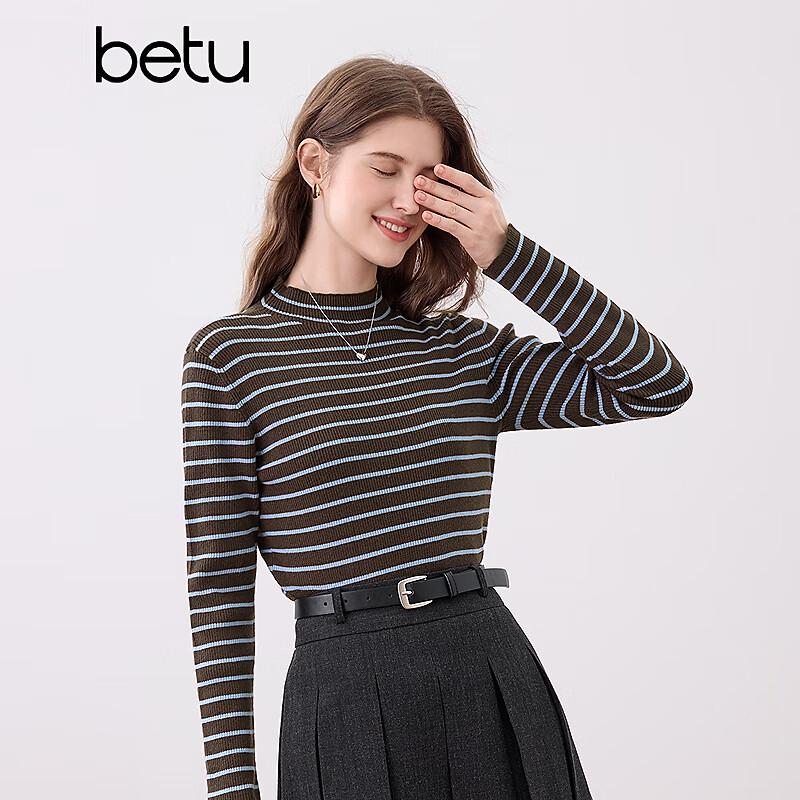 Betu Women's Color-Block Stripe Long-Sleeve Knitted Top
