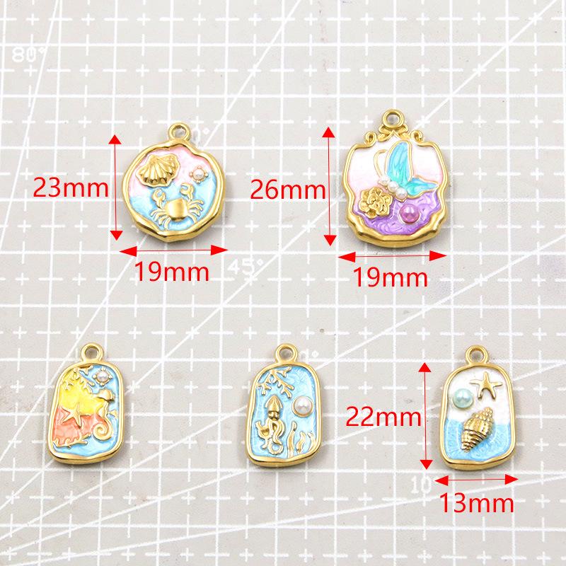 7 Styles Stainless Steel Ocean Series Seashell & Starfish Pendants for DIY Jewelry