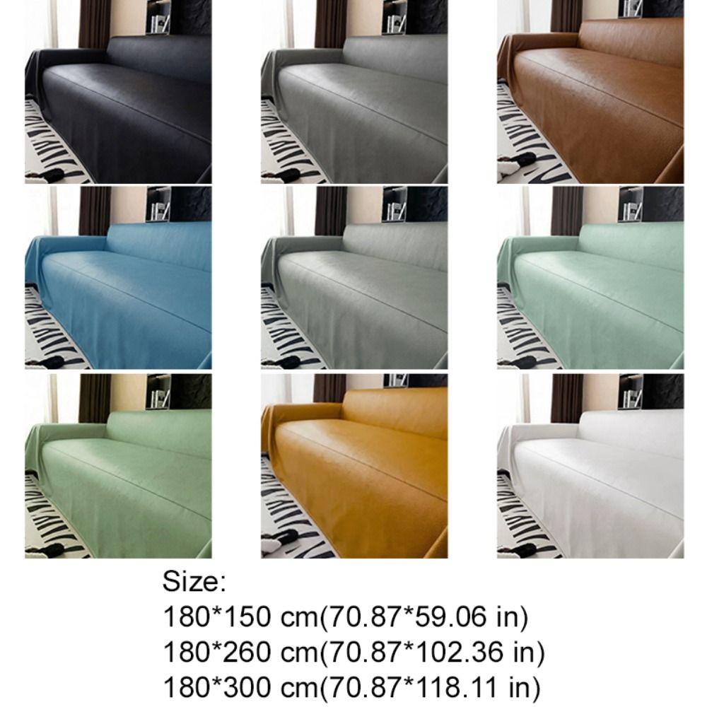 Waterproof PU Leather Sofa Cover Stain-Resistant Wear-resistant Slipcover Solid Color Anti-scratch Couch Seat Protector Kids
