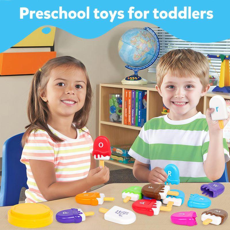 Letters Matching Ice Cream Alphabet Learning Toys,Counting Animals and Color Sorting Set Preschool Learning Activities Toys