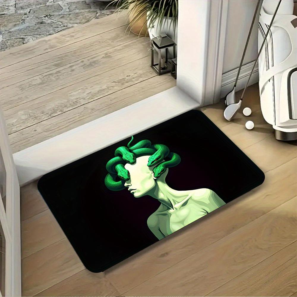 

1pc snake coiled on head design crystal velvet non-slip floor mat living room bedroom decorative carpet multi-size 50x80cm