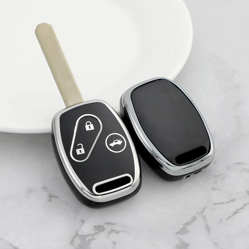 For Honda Accord Civic Fit Freed Stepwgn Cr-V 2/3/4 Buttons Tpu Car Key Case Cover Keyless Fob Shell Holder Protector