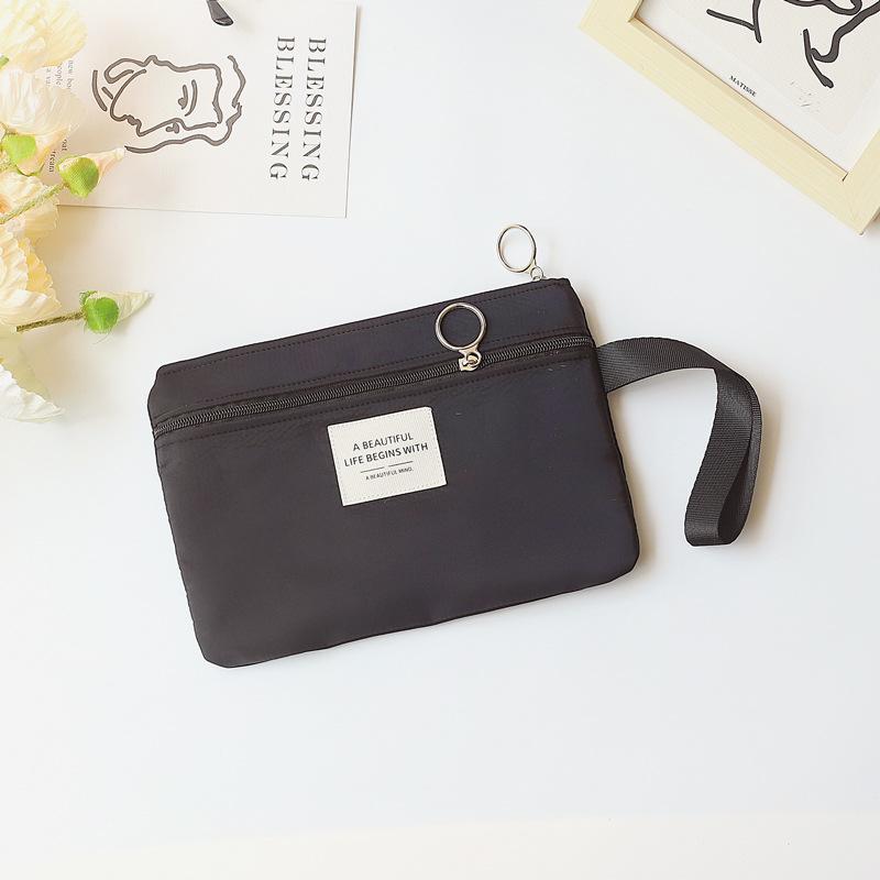 Student Nette Tragbare Doppel-schicht Handy Tasche Weibliche Handgelenk Zipper Einfarbig Kleine Frische Lippenstift Make-Up Lagerung Tasche