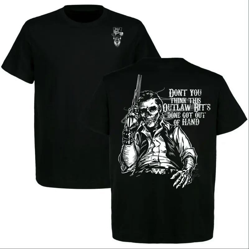 Skeleton Cowboy Quote Graphic T-Shirt Western Gothic Outlaw Tee S