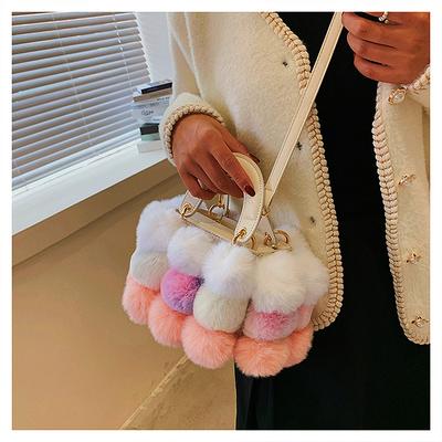 Winter Hot Soft Plush Ball Handbags for Women Luxury Designer Bag Fashion Trends Colorful Fur