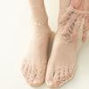 Socks Women's Lolita Lace Fashion Transparent Invisible Thin Cotton Non-Slip Short Ankle Black White Print Ruffles Boat Sock