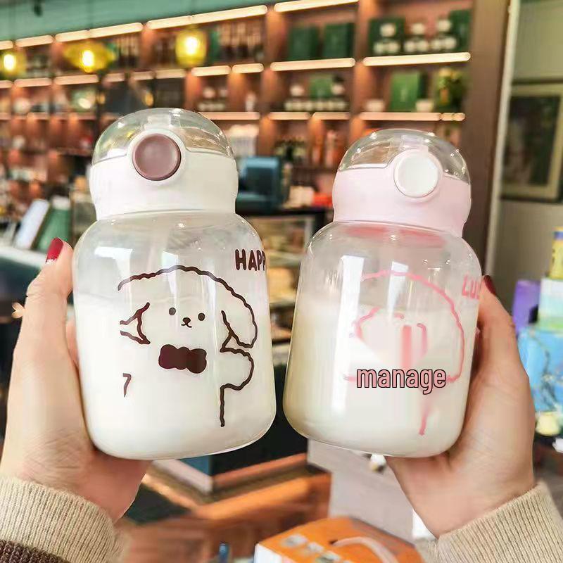 

Durable Japanese-Style Shatterproof Straw Water Cup, High-Temperature Resistant for Students 600ml рожевий