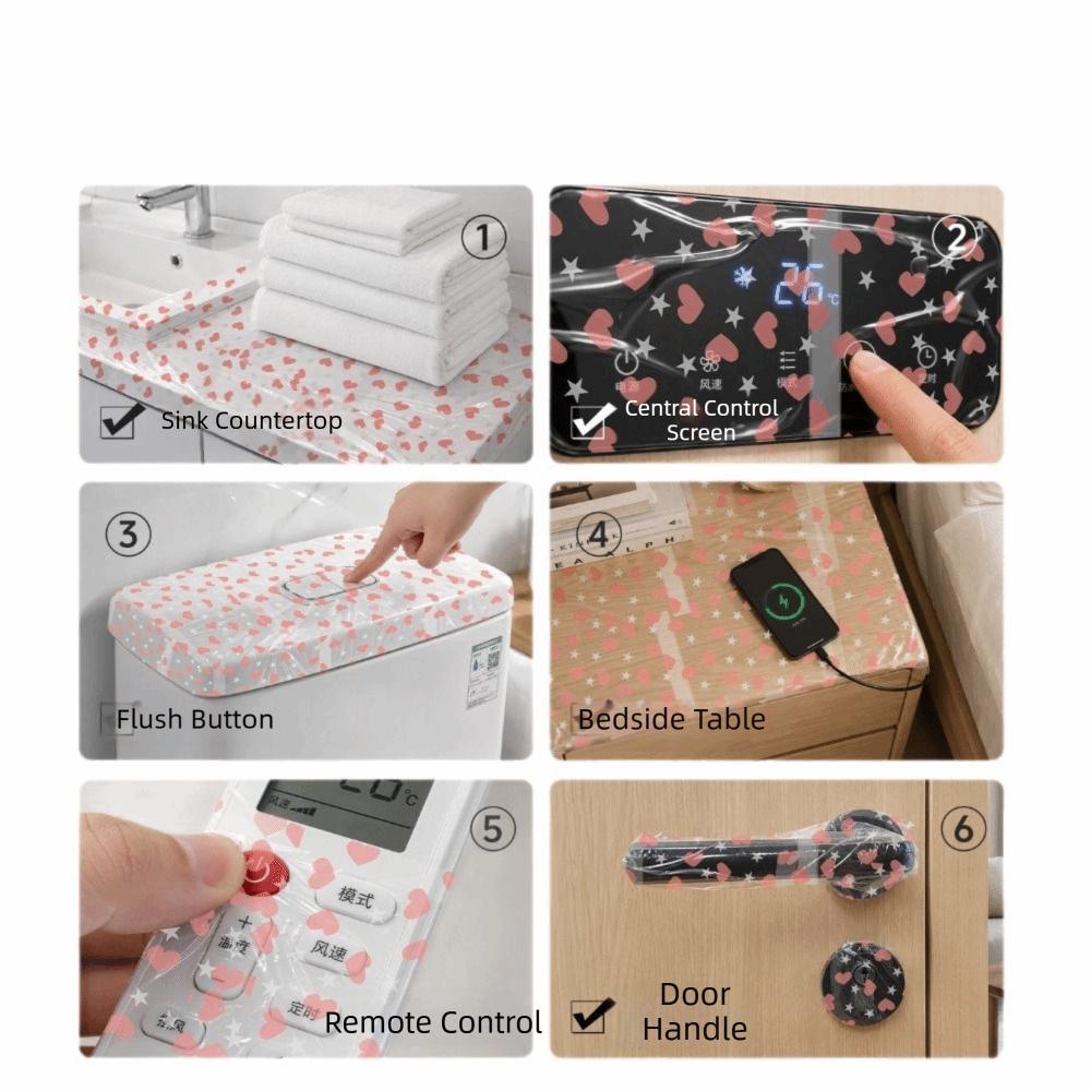 Heart Print Disposable Toilet Seat Covers Heart Pattern Waterproof Film Material Hygienic Toilet Seat Covers Single-Use Design