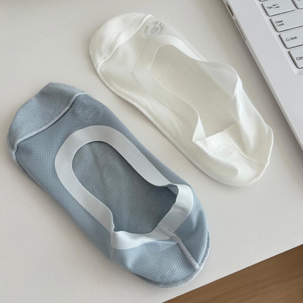 Sommer Damen Einfarbige Bootssocken mit Buchstaben-Mesh, Atmungsaktiv Flachmündig, Unsichtbares Silikon, Rutschfest und Fersenhaltende Bootssocken
