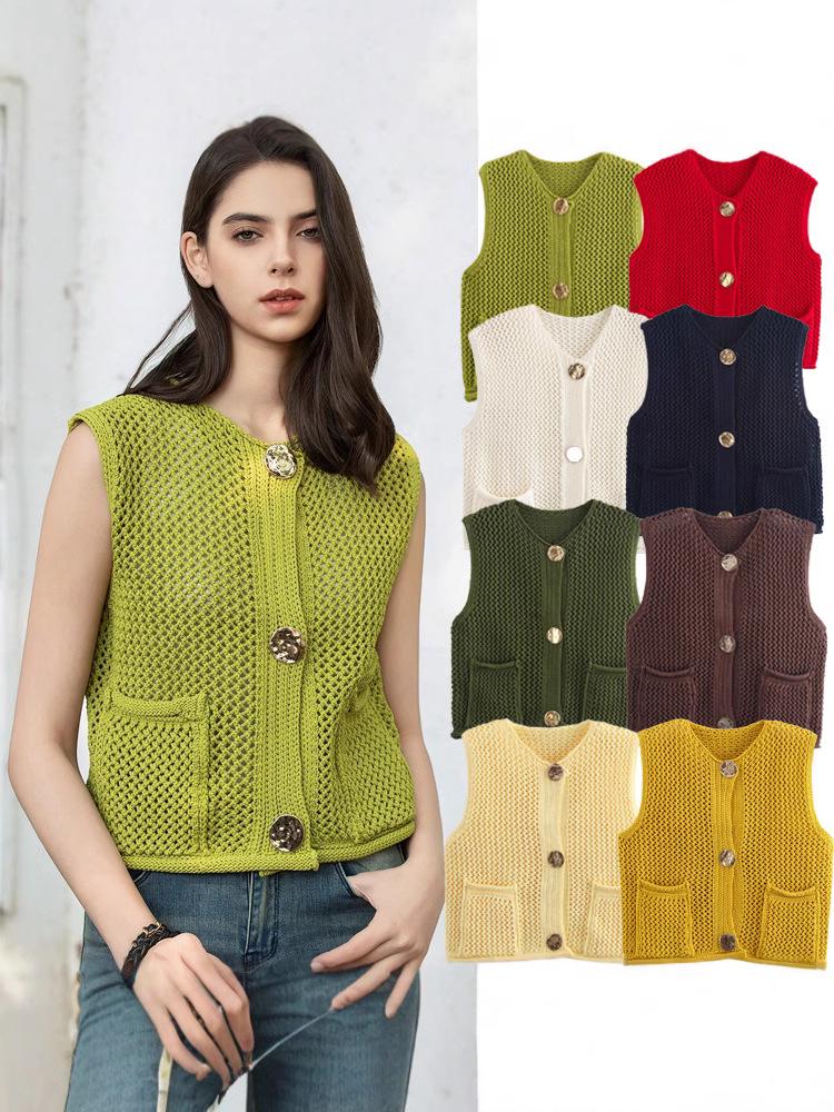 European & American Women's Hollow-out Sweater Vest - Autumn/Winter Street Style Fashion