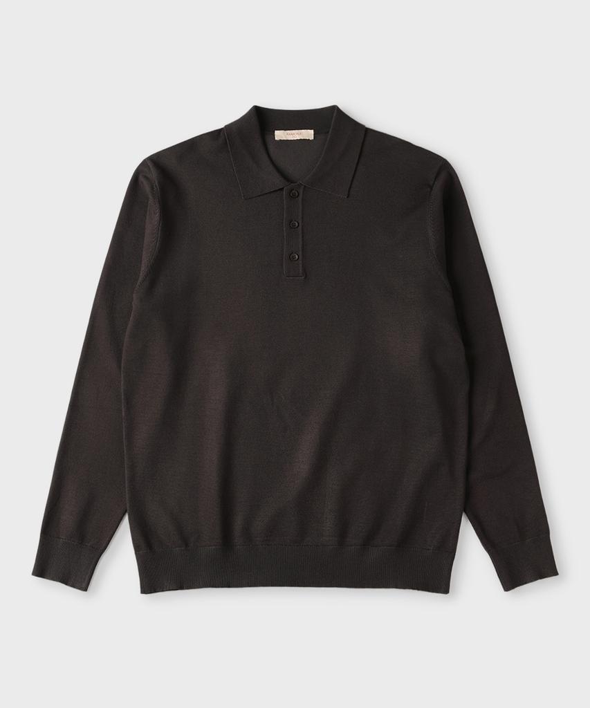 PANICALE Brown Viscose Blend Polo Knit