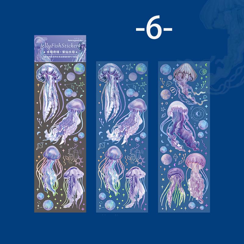 

Mr. Paper Colorful Jellyfish Theme Stickers Sea Creatures Printed PET Waterproof Sticker Decorative Stationery Art Supplies