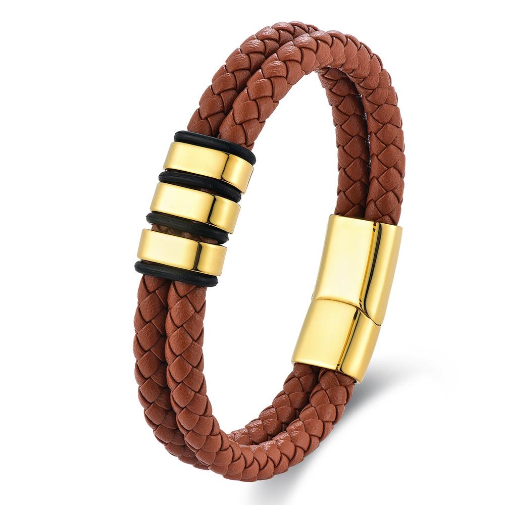 Mens Black Leather Braided Bracelet DIY Cuff Personalized Handmade Jewelry Trendy Accessory