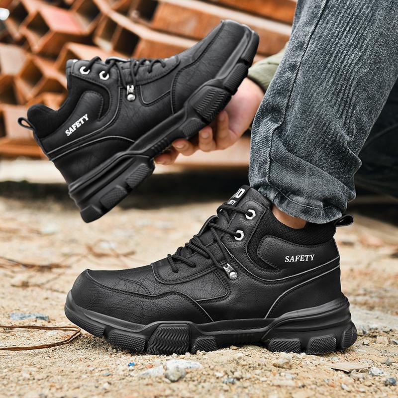 New Couple Safety Shoes Anti-smash Steel Toe Cap Men's Work Boots Men Boots Outdoor Sneakers Puncture-Proof Protective Men Shoes