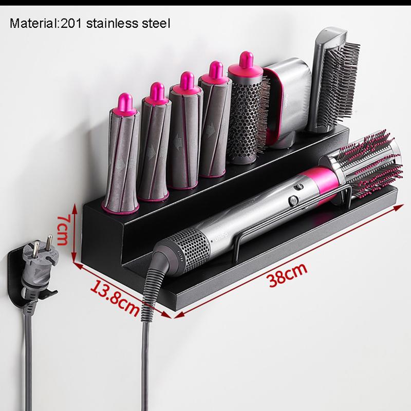 

Настенный органайзер для ванной комнаты, кронштейн, подставка с клеем, фен, щипцы для завивки, держатель Airwrap без сверла