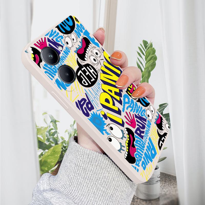 

Креативный чехол для телефона с граффити для iPhone 15 14 13 12 11 Samsung Galaxy S23 S22 A52 A52S, мягкий квадратный жидкий силиконовый чехол с полной защитой iPhone 15 Pro белый