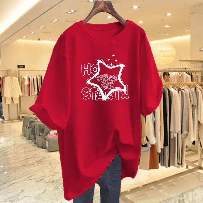 First-line big-name pick-up cotton short-sleeved t-shirt women's Korean version fashion printing versatile casual t-shirt on clothes