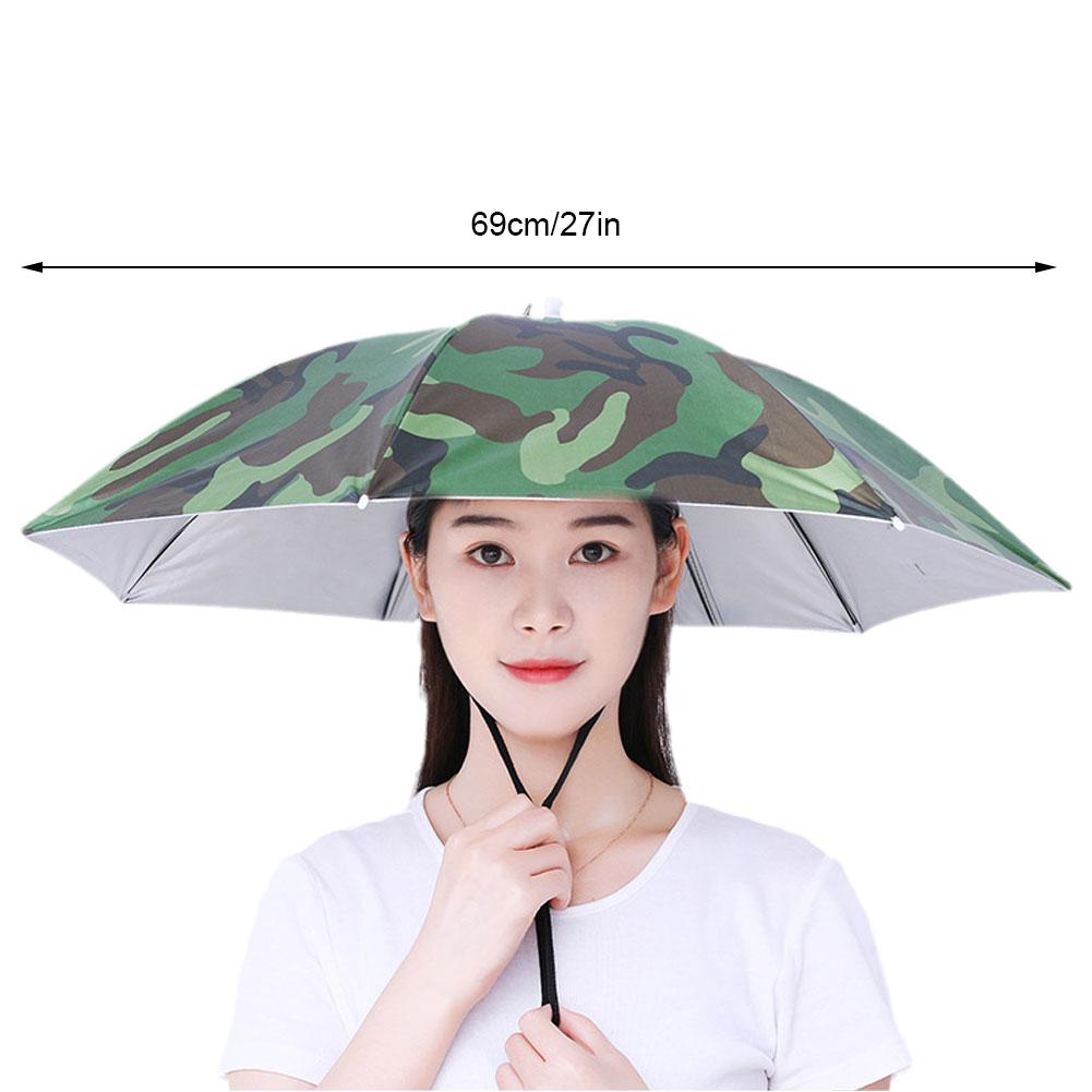 Portable Rain Umbrella Hat Army Green Foldable Outdoor Pesca Sun Shade Waterproof Camping Fishing Headwear Cap Beach Head Hats