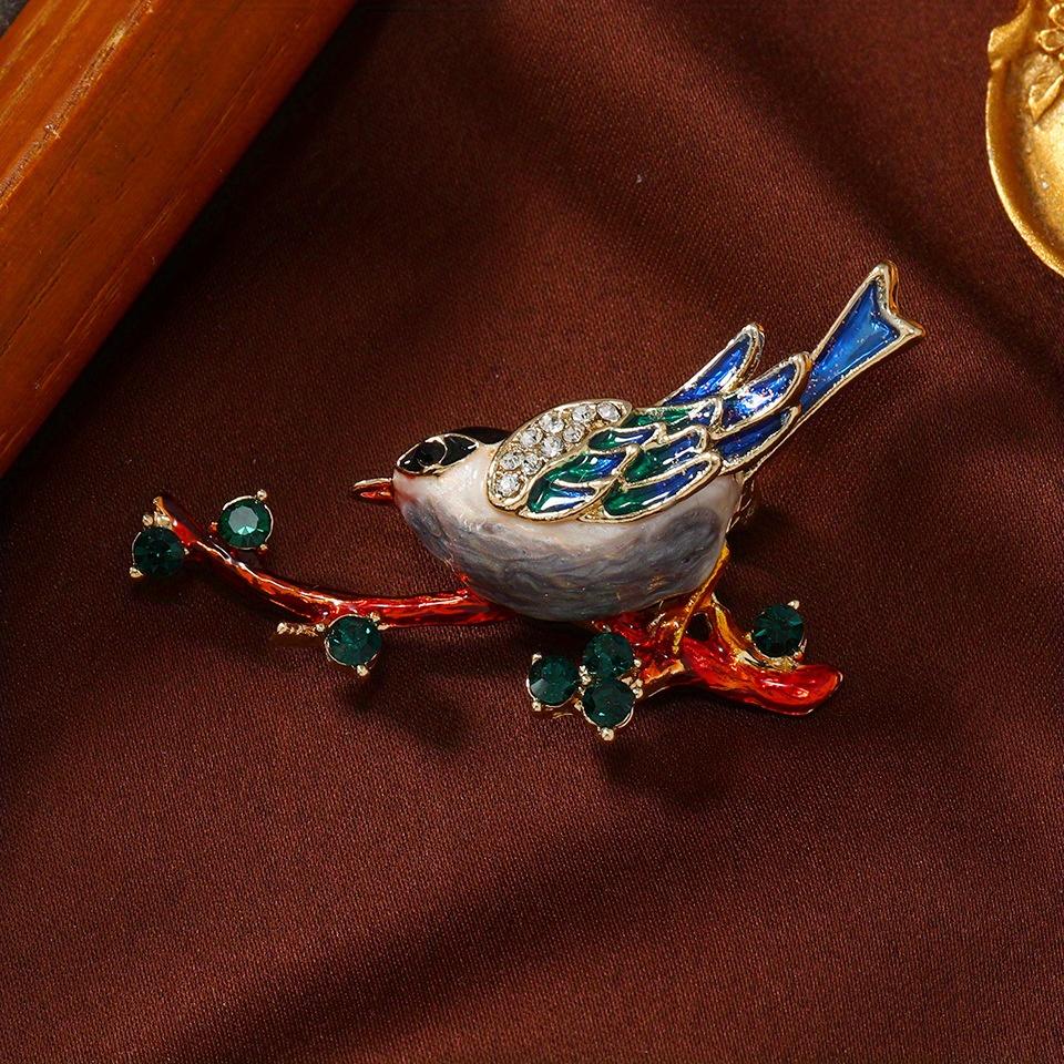 

Имитация Сорока Брошь Милая Птица Цветок Эмаль Страз Корсажная Булавка Одежда Воротник Пуговица Аксессуары