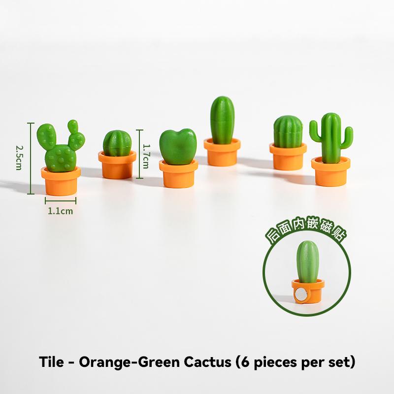 

6Pcs/Set 3D Cute Succulent Plant Magnet Message Sticker for Kitchen Refrigerator Magnet Button Cactus decoration accessories