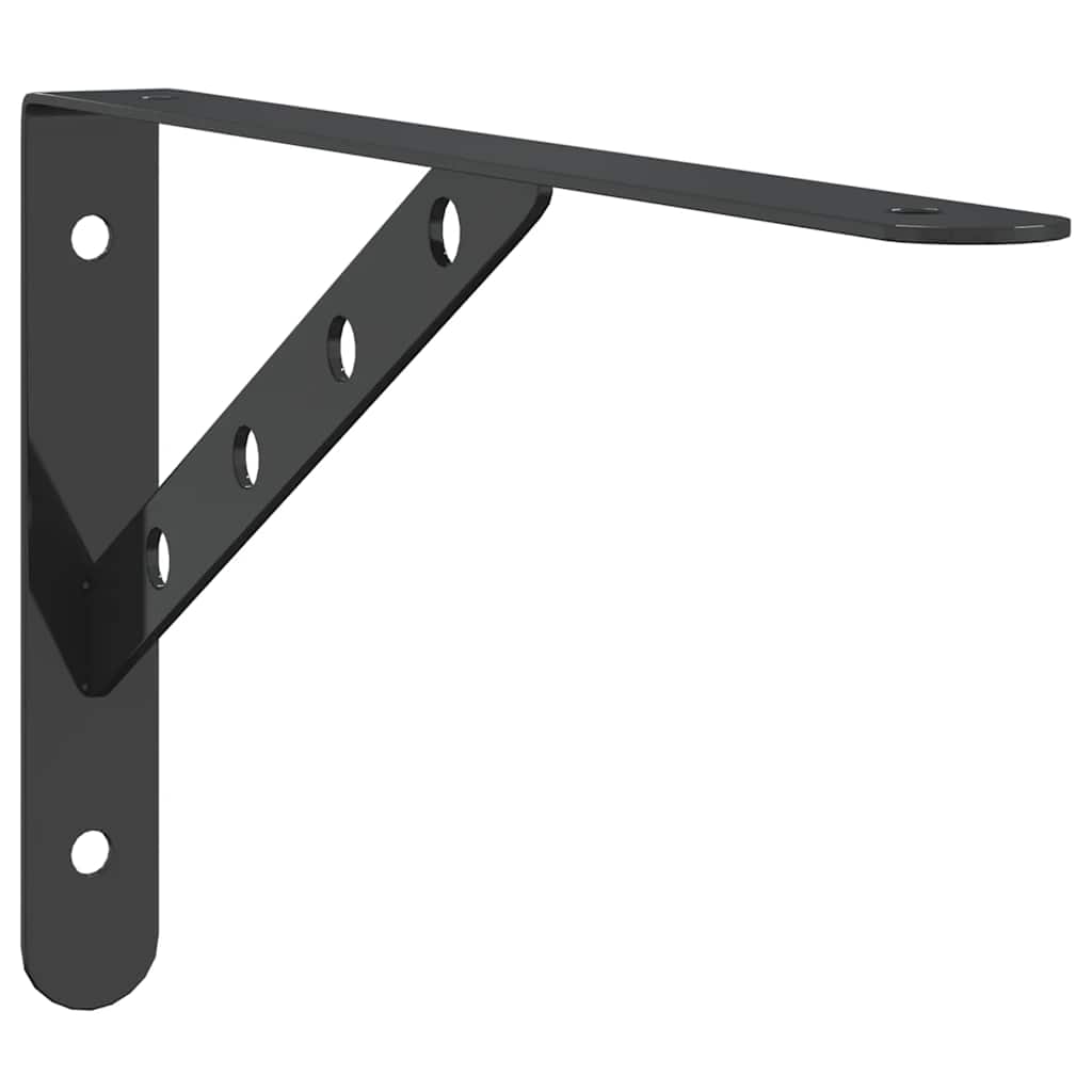 Shelf Brackets 4 pcs 30 x 2.5 x 15.5 cm Black Stainless Steel