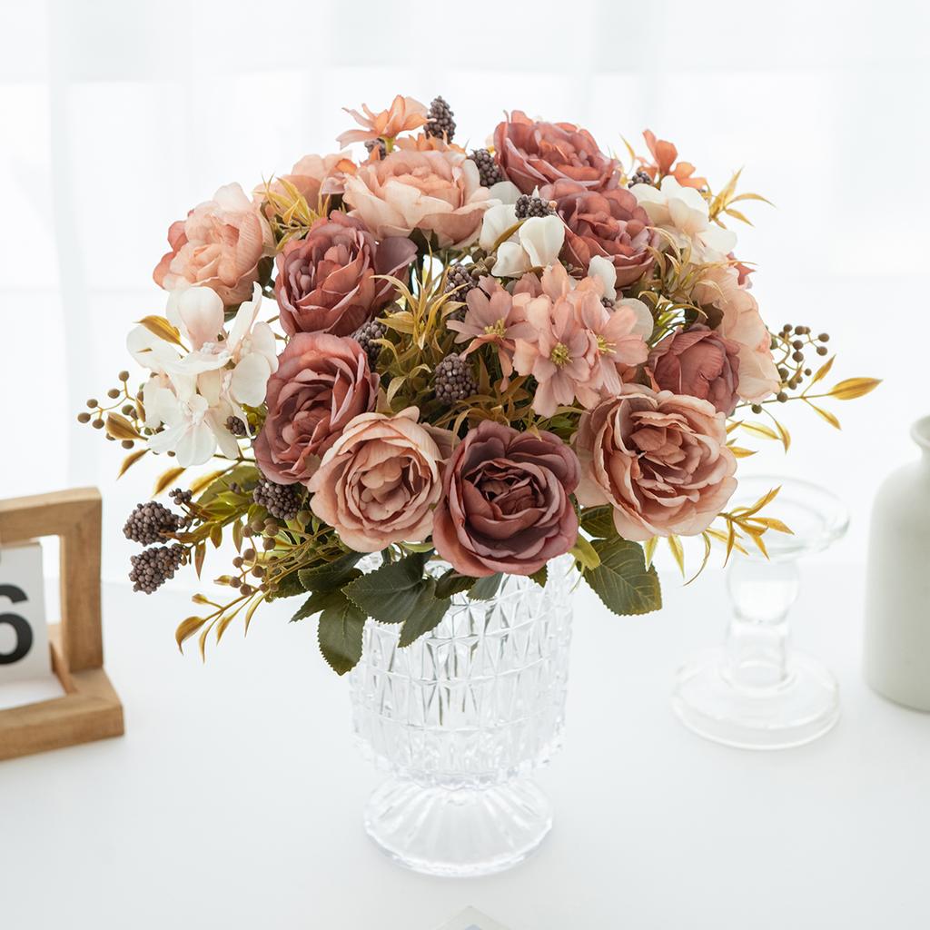 5/10PCS Silk Rose Artificial Flower Wedding bridal bouquet Home Room Festival Outdoor Yard garden bonsai Diy gift box Decoration