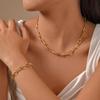 Stainless Steel Link Necklace Gold Plated, Paperclip Chain Choker Necklace for Women, Summer Minimalist Zircon