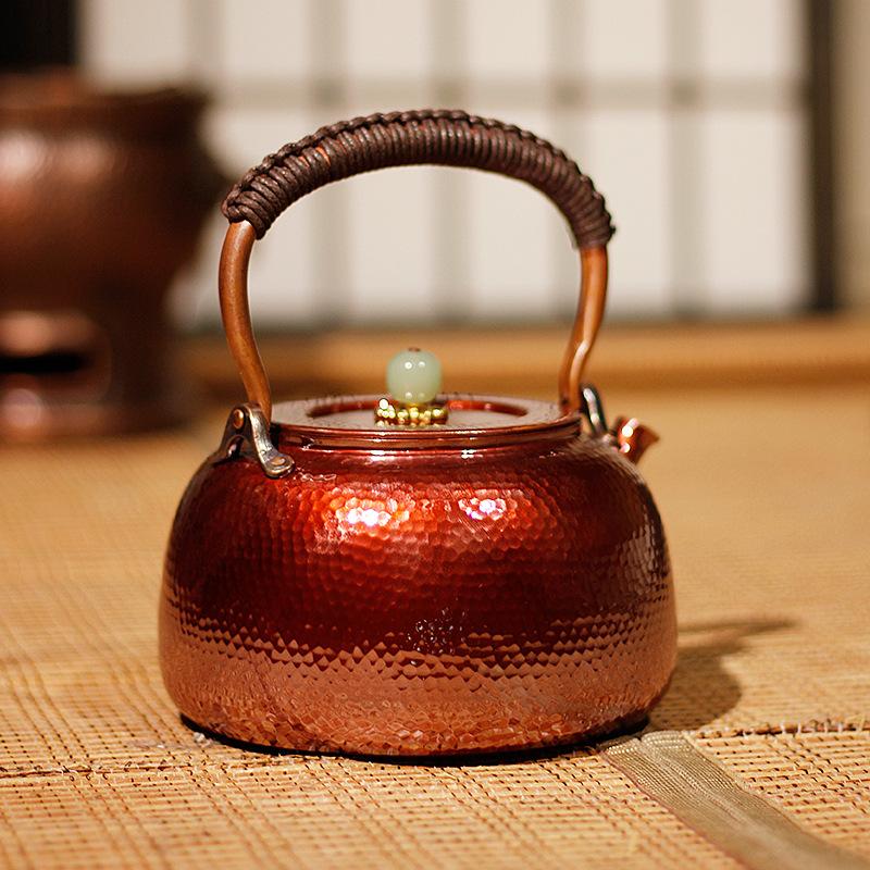 Large Capacity Copper Teapot Vintage Boiling Teapot Household Uncoated Purple Copper Boiling Water Tilting Kettle