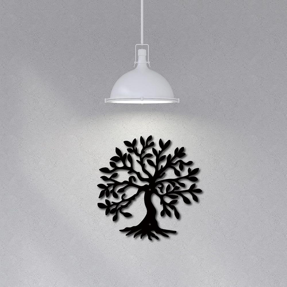 Tree of Life Black Metal Wall Art Rustic Iron Sculpture Home Decor Living Room Bedroom Decorative Hanging Ornament 12x12 Inch