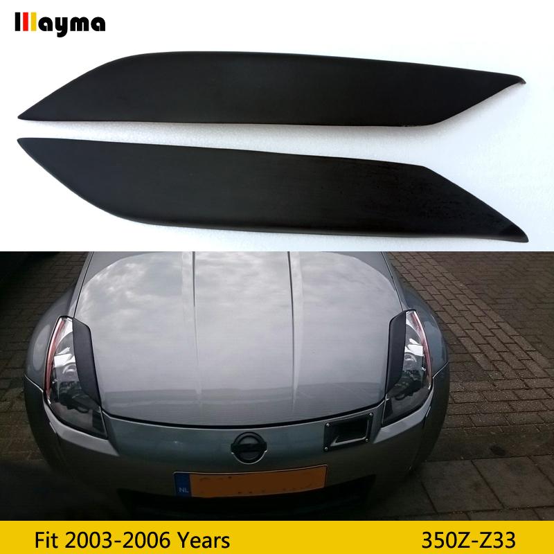 JDM style Fiber glass Eyebrows For Nissan 350Z 2003-2006 year 350Z Z33 FRP matt black lamp eyelid front Headlight Cover Sticker