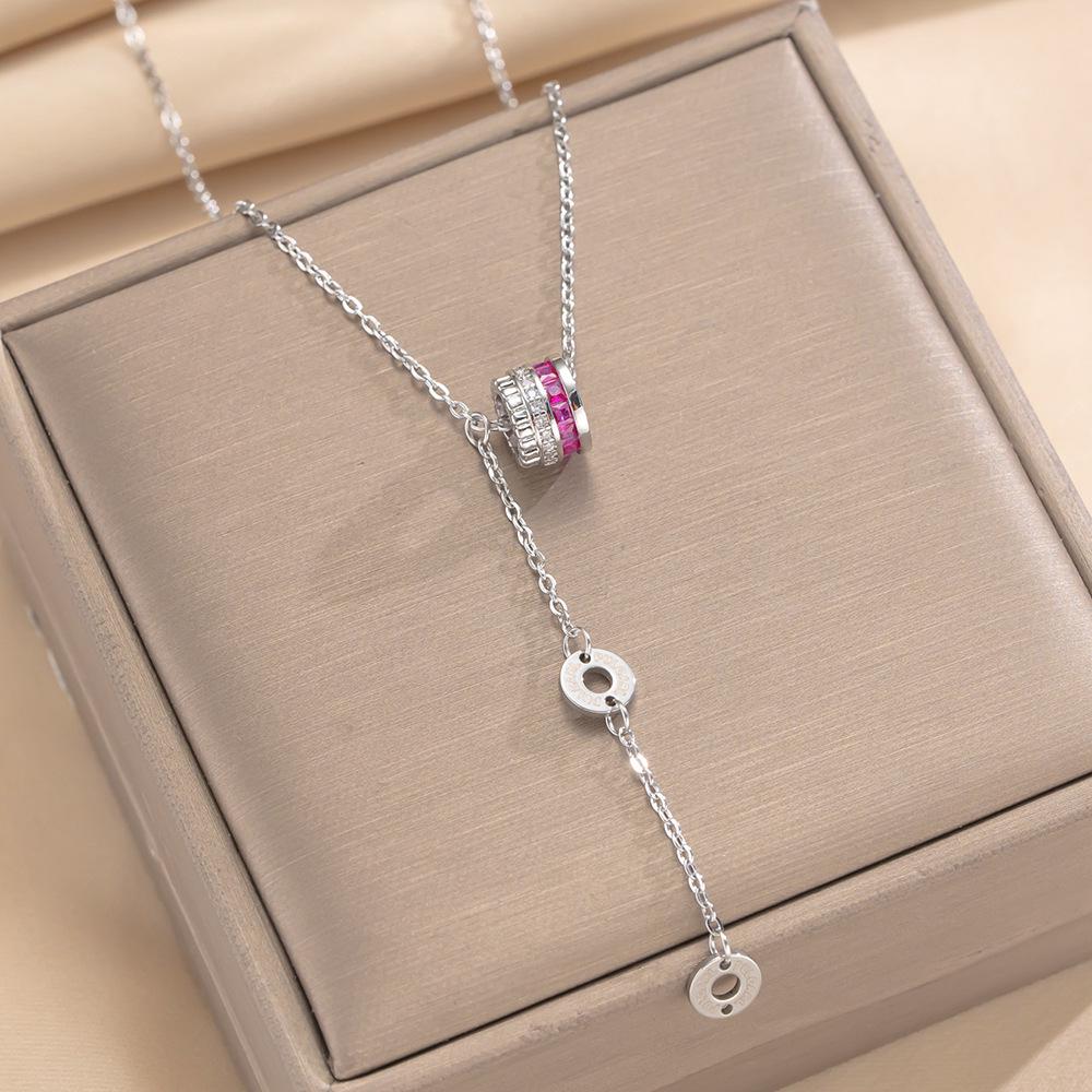 Set of Slim Waist Titanium Steel Women's Necklace - Inlaid Light Luxury Versatile Choker