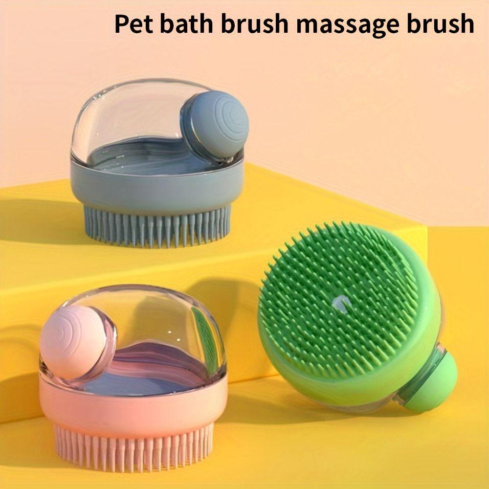 Soap Dispenser Pet Grooming Brush Silicone Bristle Shampoo Dog Brush Bathing Tool Haired Dogs