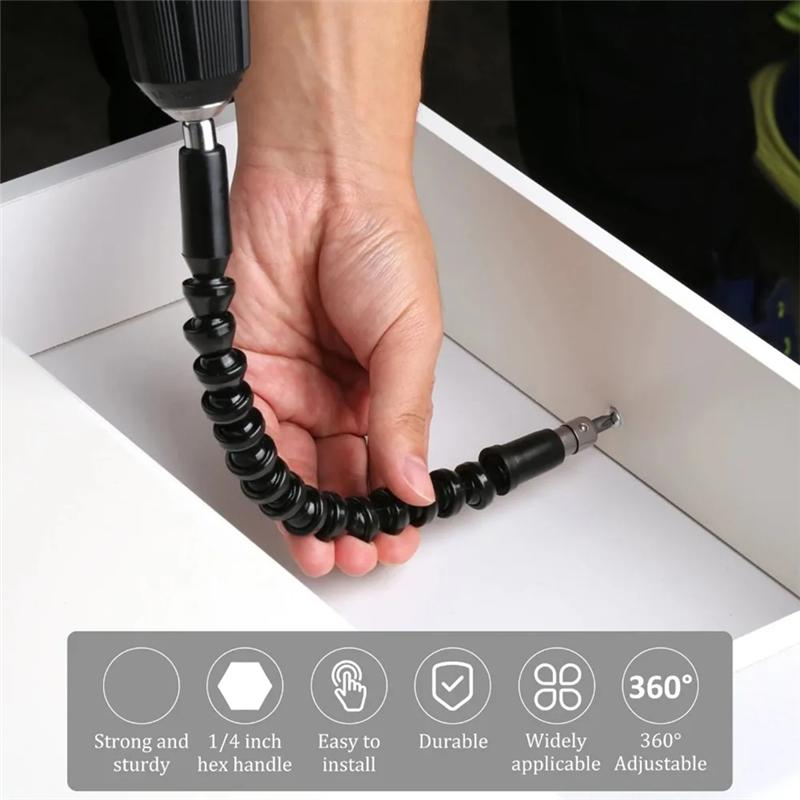 A25F-Hex Shank 105° Right Angle Drill Screwdriver 31PCS Flexible Drill Bit Extension Set Rotatable Socket Adapter