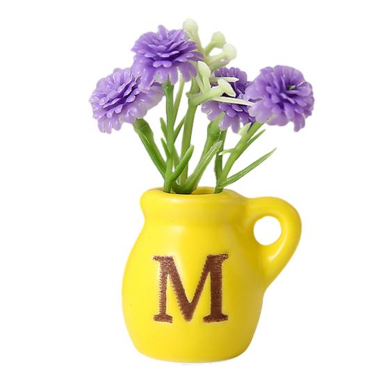 Mini Ceramic Vase Refrigerator Magnet with Fake Flower DIY MAMA MOM Letter 3D Miniature Flower Vase Fridge Magnet Decoration Mother's Day Gift